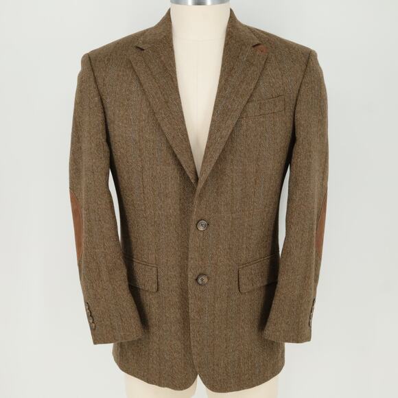 Oscar de la Renta Other - Oscar De La Renta Sport Coat Mens 40R Lambswool Brown Elbow Patches Lined Jacket